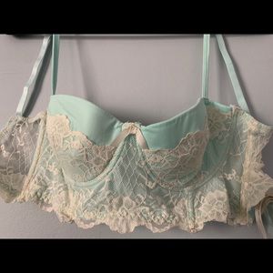 Anthropologie Eloise Light Blue and Ivory Lace Bra